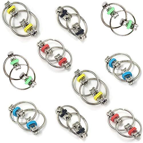 Minelife 10 Pieces Fidgets Chain Fidget Toy Stress Relief Chain, Anxiety Fidget Ring Flippy Chain Great for ADHD and ADD, Anxiety Relief Bike Chain Toys for Adults(5 Colors)
