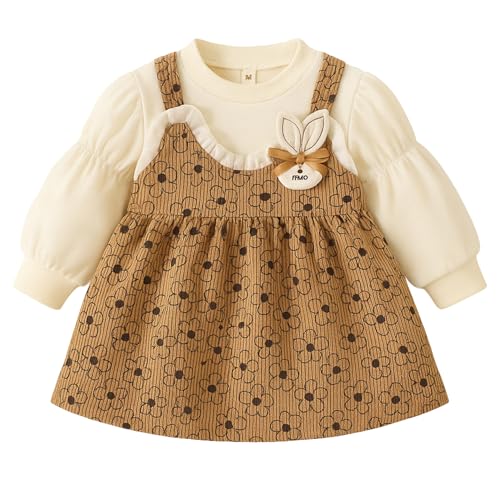 Image of EIO Baby Girl Princess Dress - Long Sleeve Cotton Frock with Round Neck | Comfortable Kids Birthday Outfit | Toddler Girl Casual & Festive Dress