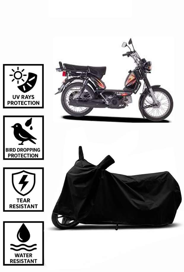 Image of Heavy Duty Waterproof Scooty & Bike Cover for Tvs XL 100 - UV Resistant, Dustproof & Rain Protection, All-Weather Outdoor Cover for Bikes & Scooty with Buckle Straps