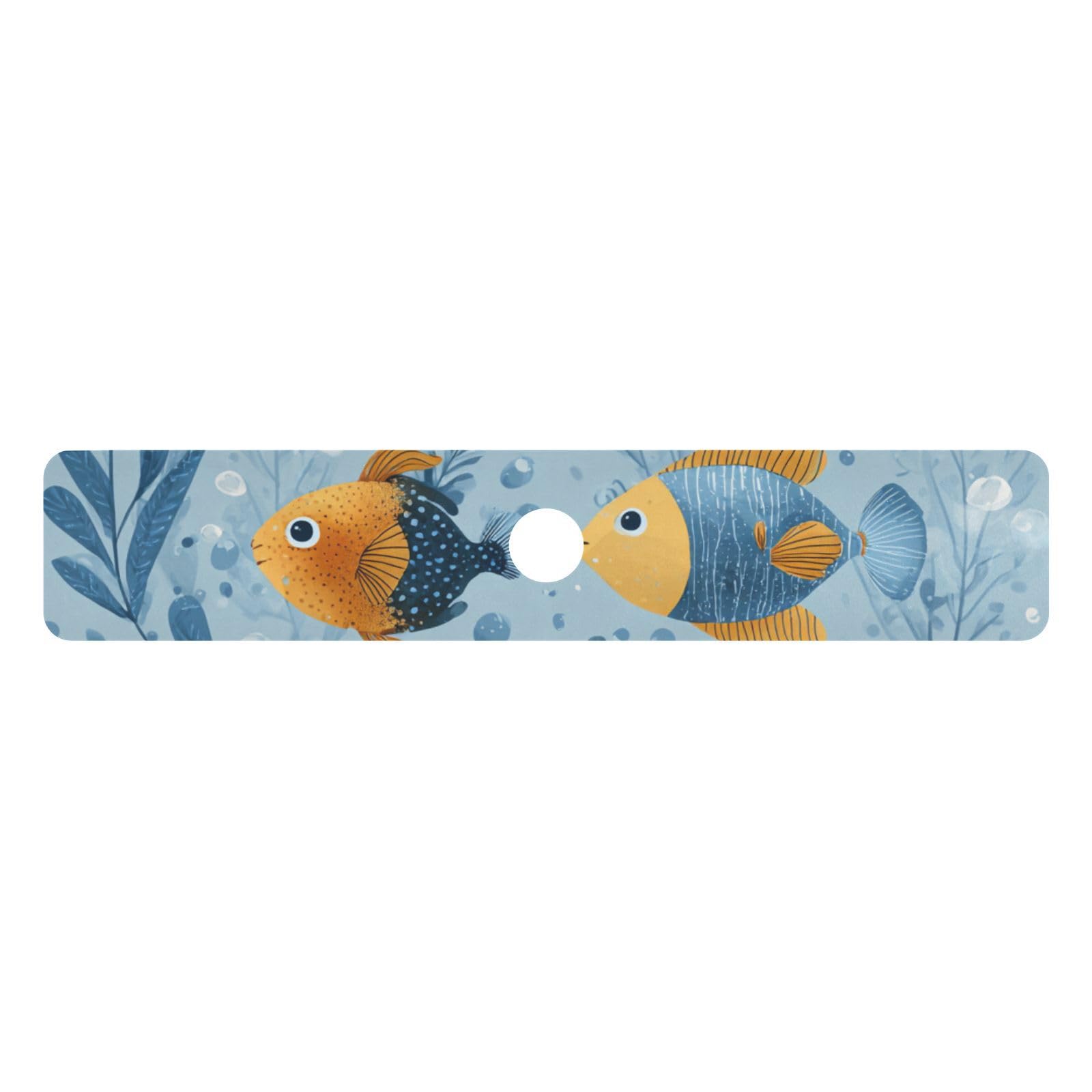 Blue Tropical Fish Bubbles Kitchen Sink Splash Guard Faucet Mat Diatomite Absorbent Pad for Bathroom RV 30x5.4in 1PCS water