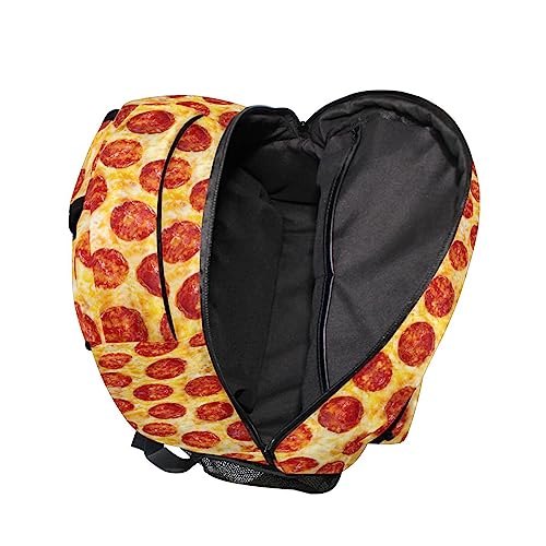 ALAZA 3D Pizza Pepperoni Food Large Backpack,Unisex Girls Kids College Bookbags Daypack Bag,Water Resistant Personalized Laptop iPad Tablet Children Backpack Travel College Bag4
