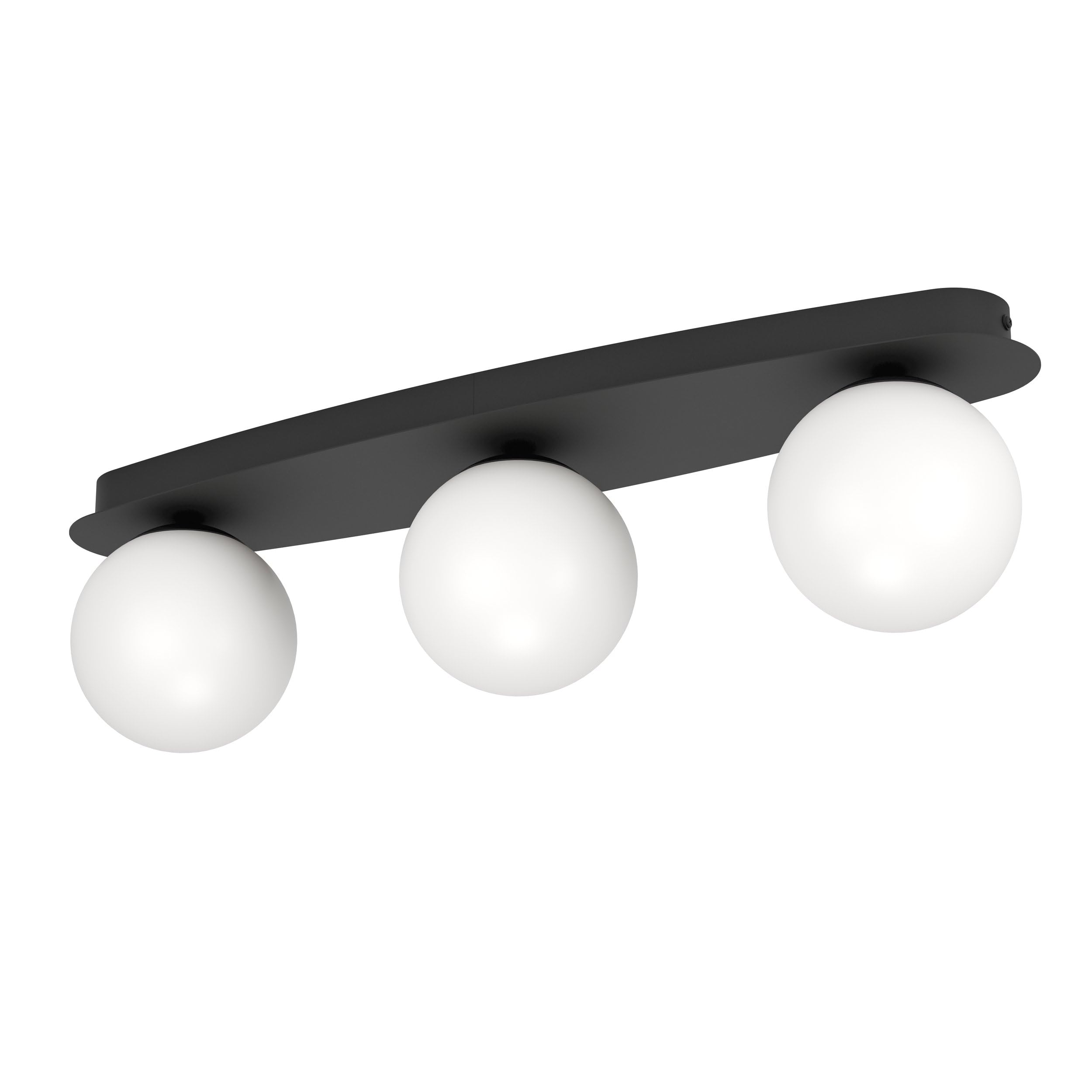 Eglo LED wall lamp Castrivido, 3-Flame Bathroom Mounted Light, Metal Black with White Glass Globe, Includes Warm G9 Bulb, IP44 Rated