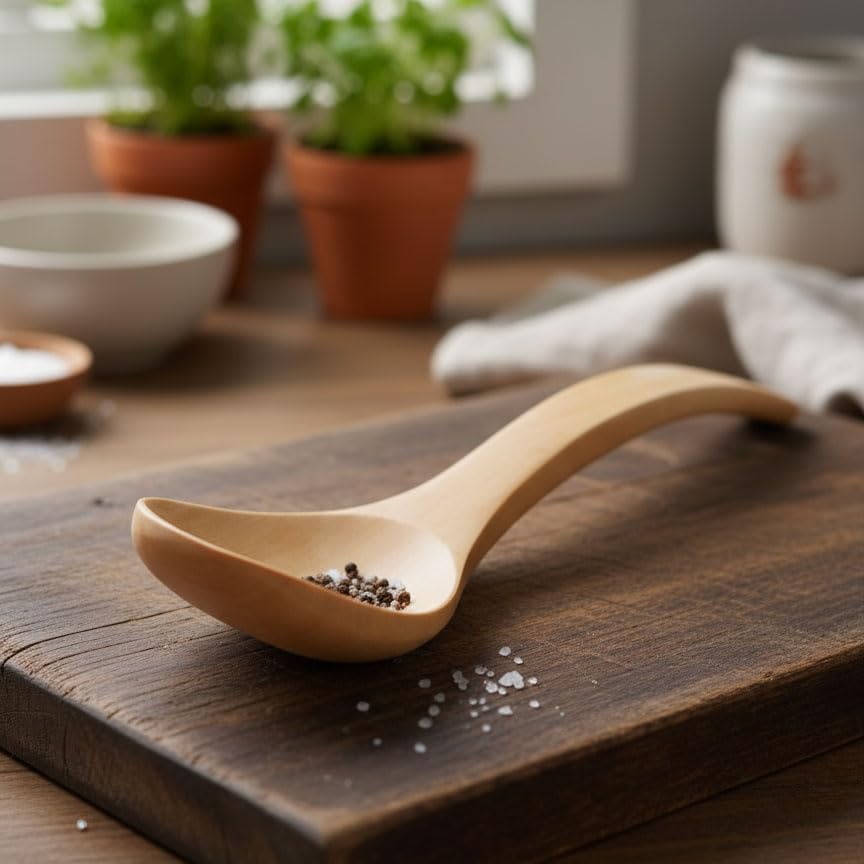 Deconox 22cm Doğal Ahşap Servis ve Yemek Kaşığı – Isıya Dayanıklı Çizmez Ergonomik Ahşap Kaşık | Tencere Dostu Pişirme, Karıştırma ve Sunum Kaşığı | Çevre Dostu Mutfak Gereci