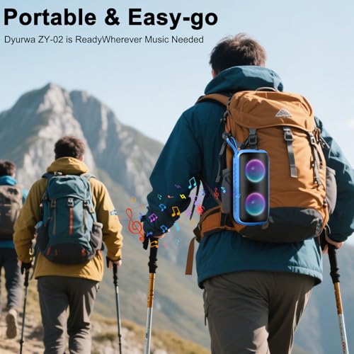 Image of Bluetooth Speaker, 2026 NEW Portable Wireless Speaker, 24W Super Loud,TWS Pairing, Colorful RGB Lights, IPX7 Waterproof, 12H Playtime, HD Call for Outdoor /Home /Party /Beach, White Elephant Gift Blue