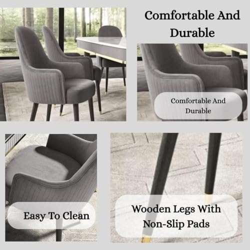 Image of 4-Seater Modern Wooden Dining Table Set | 1 Year Warranty | Created Italian Statuario Marble Top | Elegant Composite Marble Table with 4 Chairs (Black)