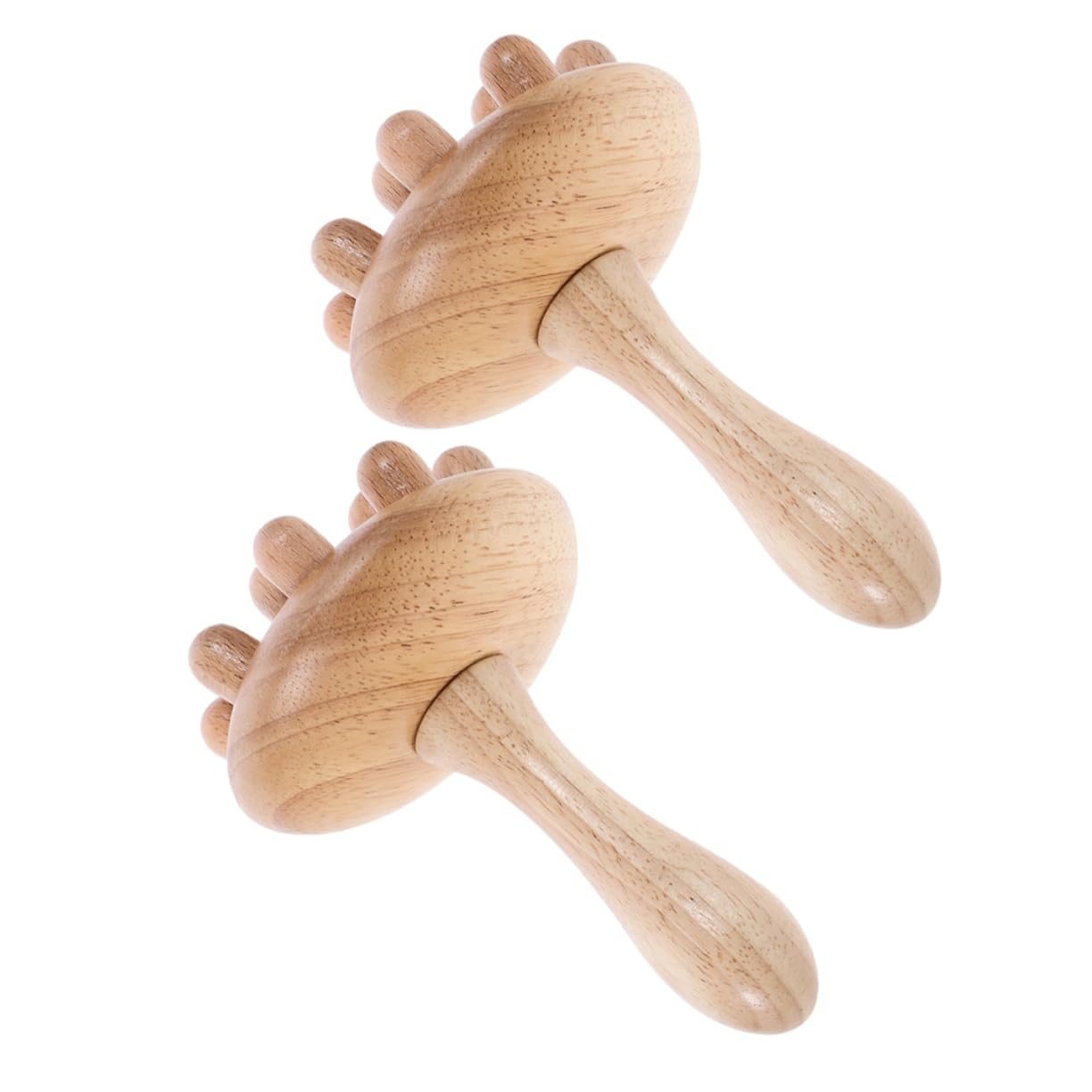 Anneome Peine para Masaje de Madera 2 Piezas Mango Largo, Cepillo Redondo Antiestático para Cuero Cabelludo, Masaje Corporal Relajante, Cuidado del Cabello, Uso en Cuello y Espalda, Apto