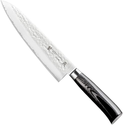 San Tsubame Micarta - Cuchillo de chef martillado de 8 pulgadas