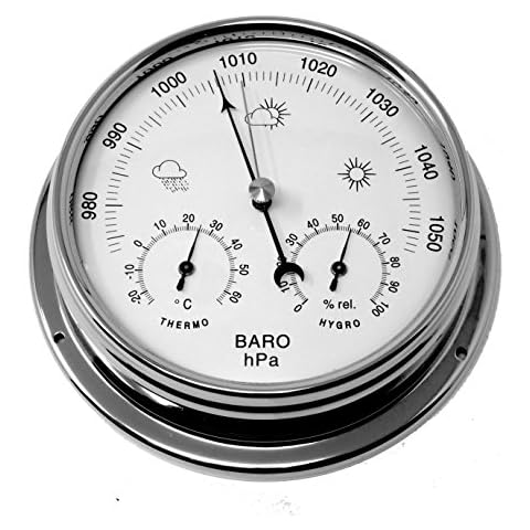 tabic Chrom Barometer mit eingebautem Hygrometer und Thermometer Cover