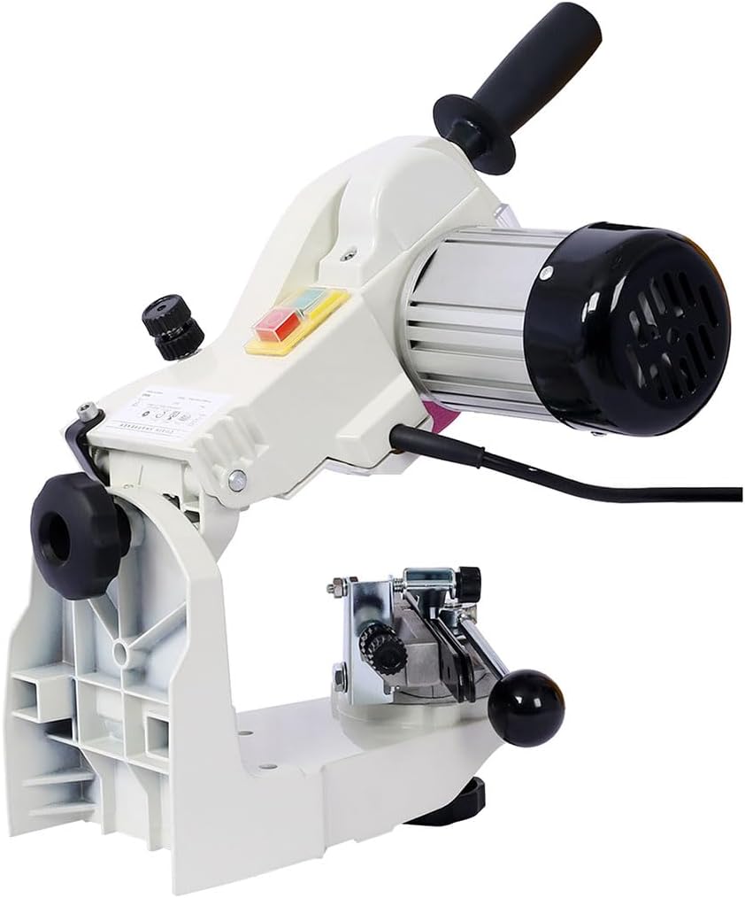 Chainsaw Sharpener, Electric Multi-Angles Automatic Saw with Multi-Angle Adjustable Chain Grinder Sharpener Machine 120-Volt Bench Grinder Universal Saw Chain Sharpener,White