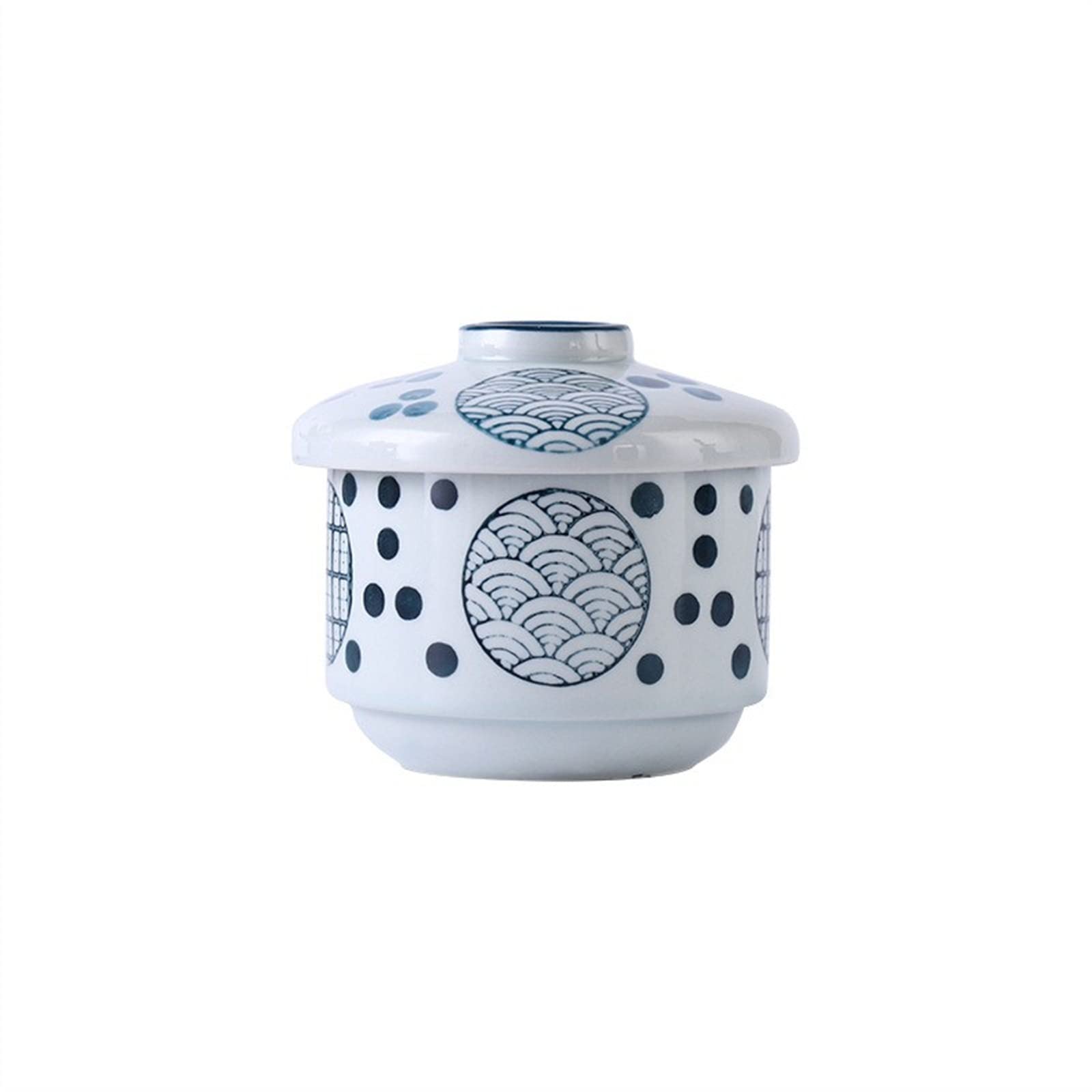 VOLGUT Japanese Style Ceramic Soup Bowl with Lids Steam Porcelain Steamed Egg Bowl Dessert Bowl Appetizer Bowl for Fruit Dessert Rice Pasta Snack (Color : C)