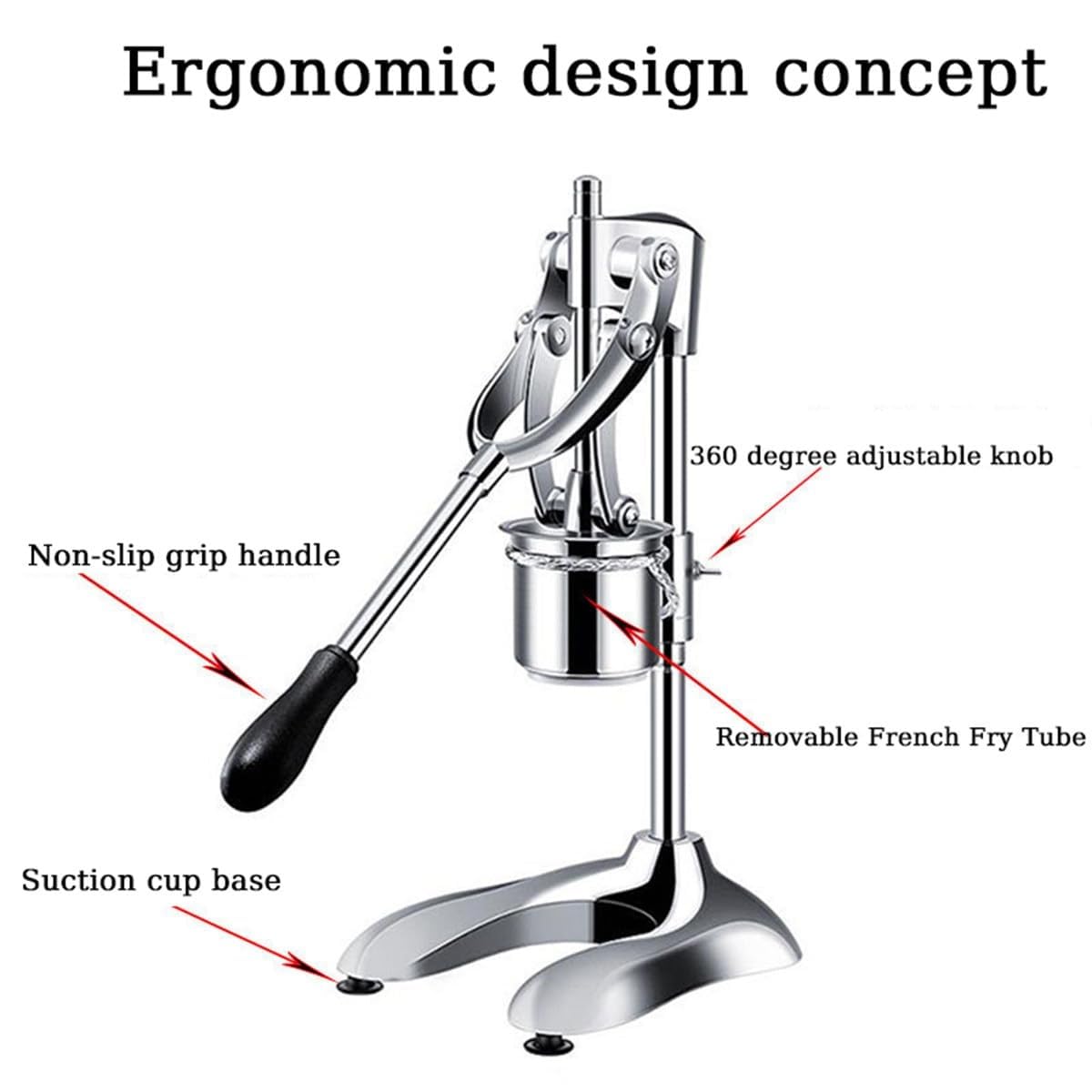 Estrusore per patatine fritte in acciaio inox, lunghezza 30 cm, con cestino per preparare facilmente patatine fritte e strisce di patate croccanti
