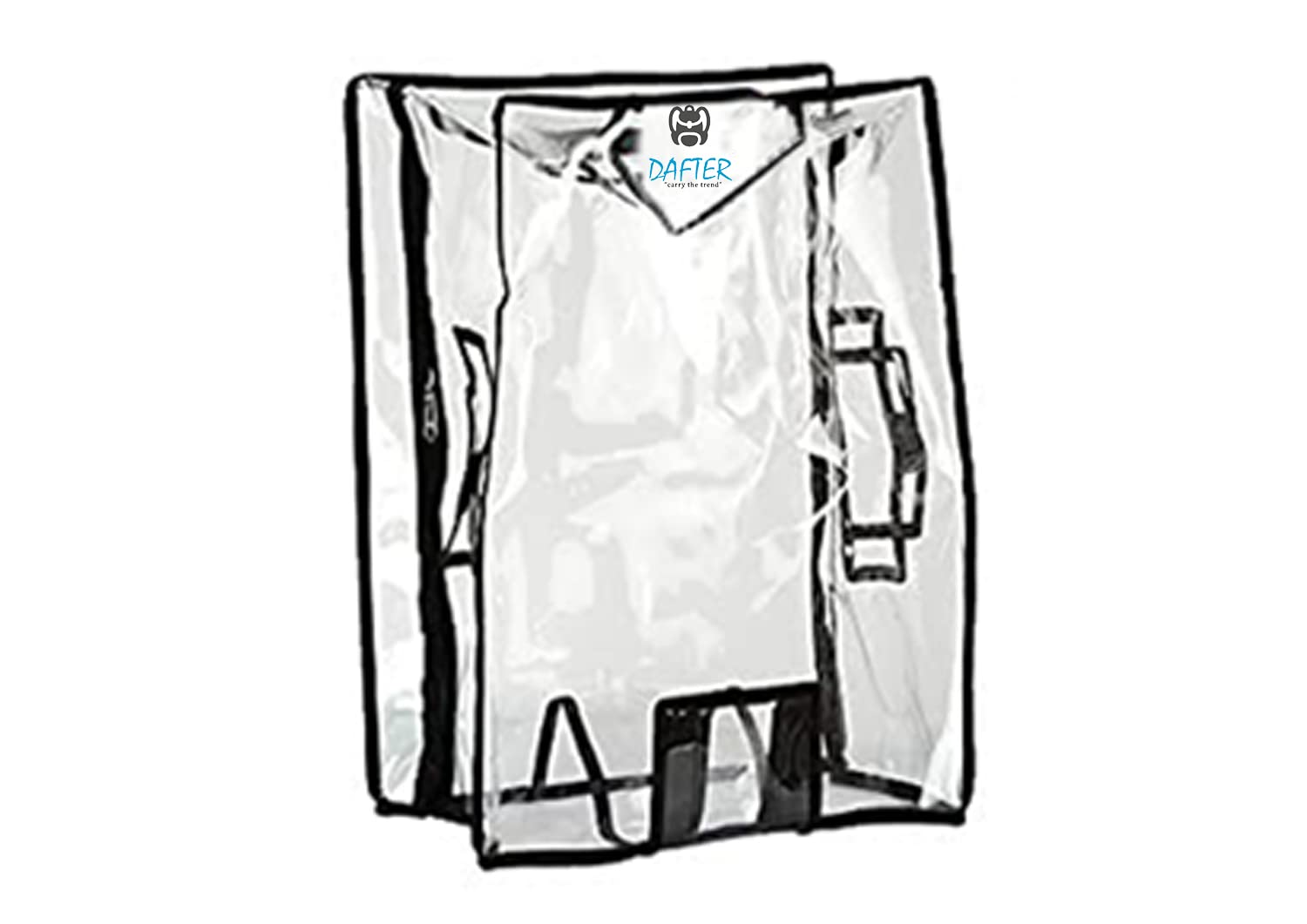 DAFTER PVC Transparent Luggage Trolley Waterproof Cover | Dust Proof Suitcase & Trolley Bag Cover with Zipper_Hard Luggage 26"_Suitable for 63 cm - Black(63 x 33 x 47)