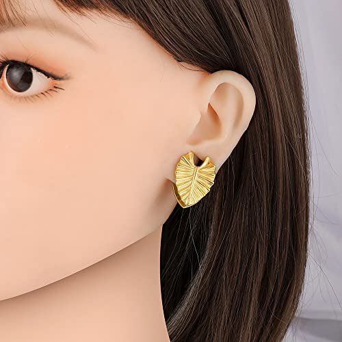 Earblity 2Pcs 10Mm/00G Gold Novelty Leaf Saddle Hanger Gauges Plugs For Stretched Ears, Hypoallergenic 316 Stainless Steel Ear Tunnels Gauges Body Piercing Jewelry For Men Women #TOP7