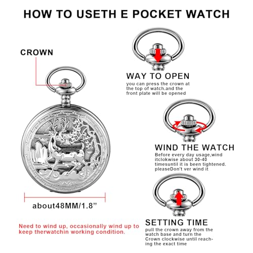 Image of Vintage Gold Double Sides Open Case Mechanical Men's Pocket Watch,Double Face Roman Dial Clock Hand Wind Pocket Watch for Men with FOB Chain