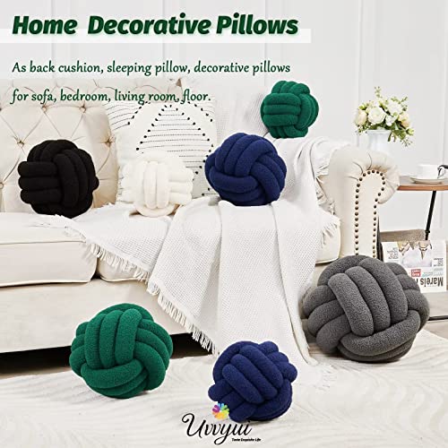 Image of Uvvyui Knot Pillow Ball, Soft Home Decorative Pillows, Round Throw Pillow, Handmade Knotted Plush Pillow, Round Boucle Pillow Cushion (14 Inches Dark Green)