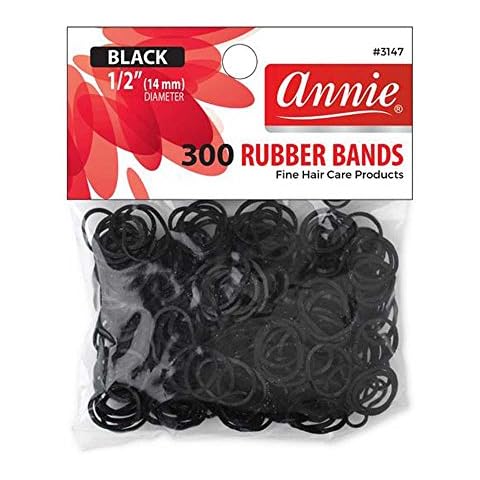 Pack of 300 Strong Black Hair Elastics Cover