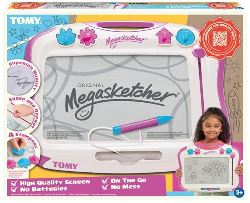 TOMY - Ardoise Magique Megasketcher Classique Violet T6484, Tablette Dessin Idéal Pour les Voyages, Tableau Magnétique Effaçable Adapté aux Enfants de plus...