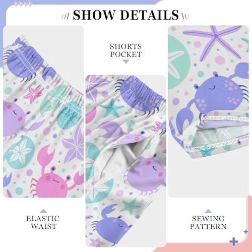 ZZXXB Cartoon Crab Starfish Boys Long Pants Soft Trousers Elastic Waist Kids Lounge Bottoms with Pockets S-XL4