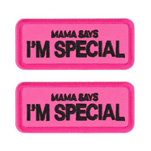 Forestpaw 2パック 介助犬パッチ ハーネス用 刺繍介助犬アクセサリー 犬の首輪用 ホットピンク Mama SAYS I'm Special 面ファスナー犬用ベストハーネスパッチ（Amazon）
