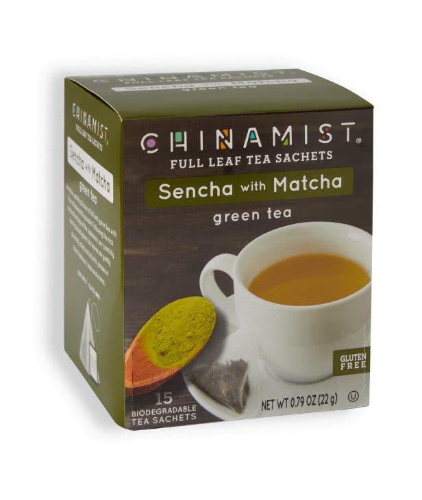 Té verde niebla de China, Sencha con matcha (15 bolsas de té) (1 caja)