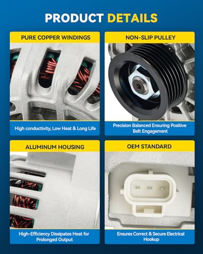 Image of PHILTOP New 8263N Alternator 110A Compatible with 2000-2001 Taurus 3.0L | Alternator for 2000-2001 Sable 3.0L, 110 Amp 12V S6 IR /IF S6 OE 82638 90025111 YF1U10300DA YF1U10300FA YF1U10300FB