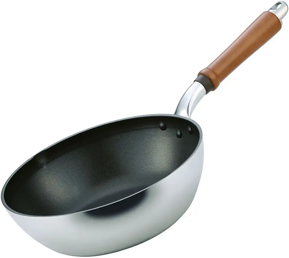 北陸アルミ 深型フライパン 24cm 軽量 ガス火 日本製 深め 軽い 全面均一加熱 時短フライパン 丈夫 frying pan made in japan アルミ鋳物製 キャスト 熱変形に強い 木柄