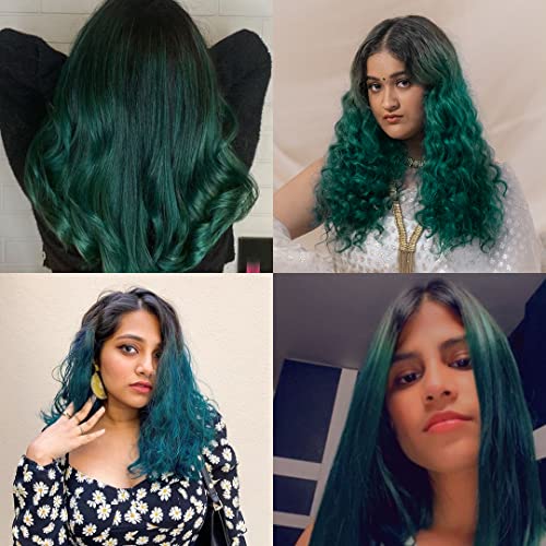 Image of Paradyes Semi-permanent Emerald Green DIY Conditioner Based Hair Colour 120 gm and Lighten Up! Bleach Pack 30 Vol. for all Hair Types
