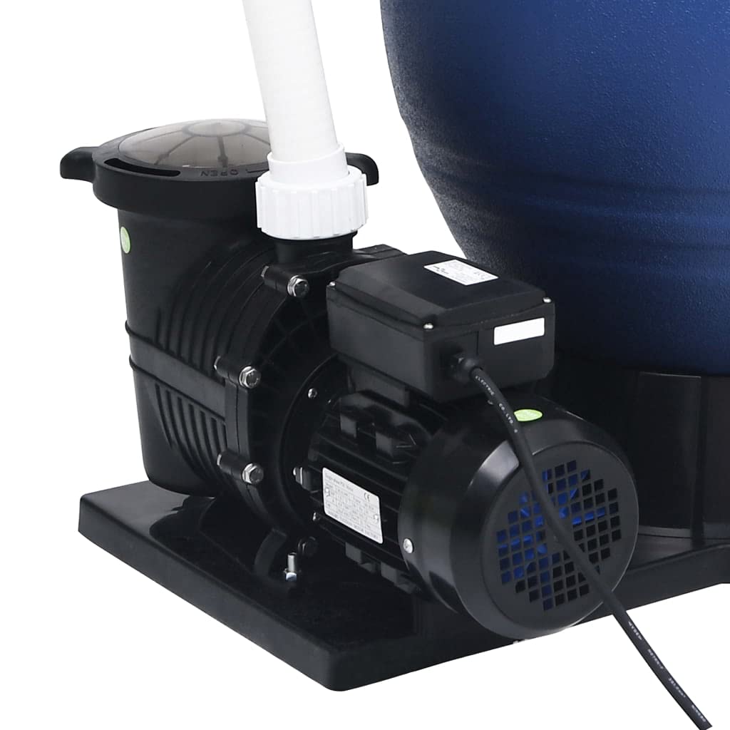 Filtro de arena con válvula de 7 vías y bomba autocebante, caudal de 18 m³/h, presión máxima de trabajo de 3,5 bar, para mangueras de 32/38 mm, incluye 50 kg de arena de filtro (no incluida)