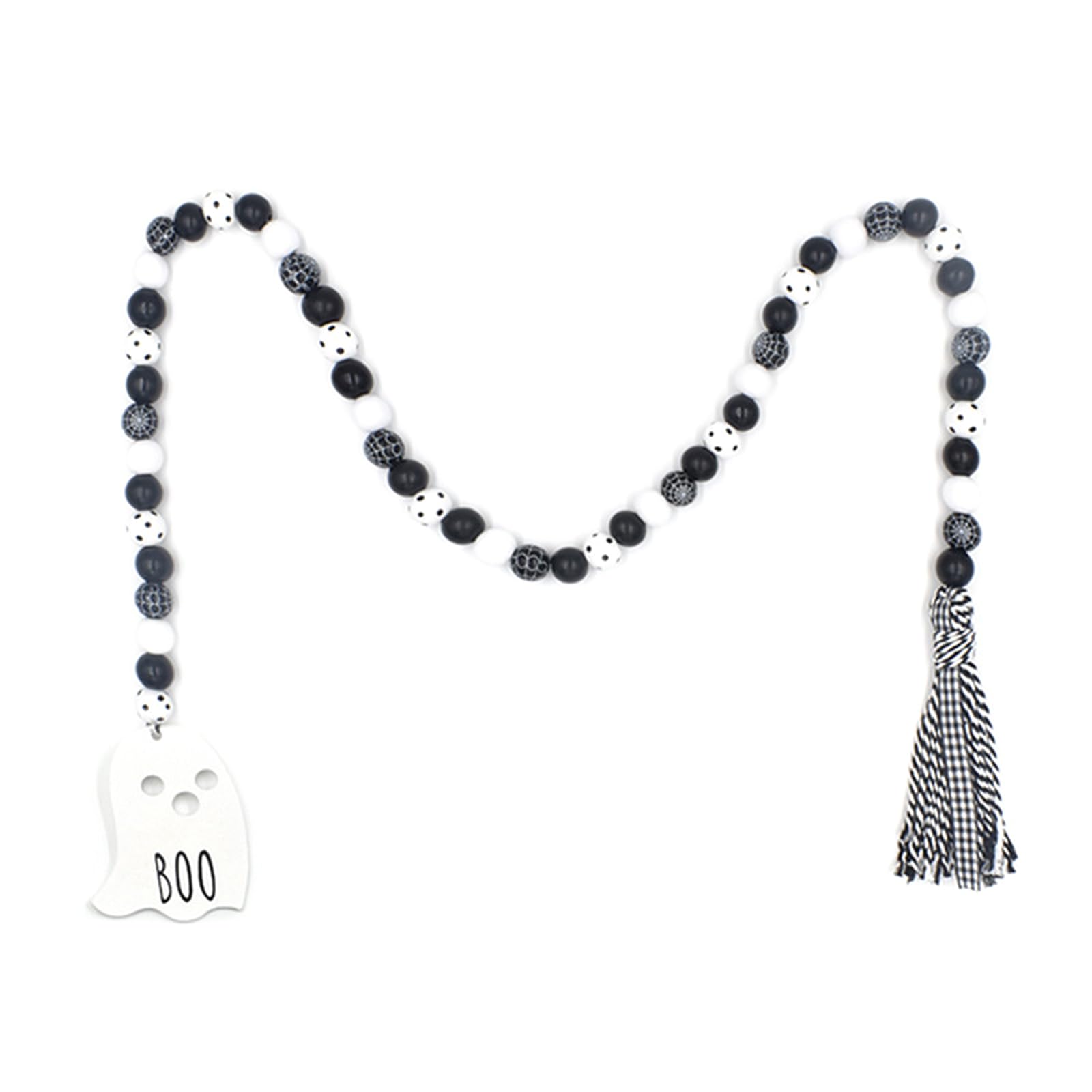 Halloween Cotton Rope Beaded Decoration with Colorful Wooden Beads for Home Hanging Ornament Halloween Decoration