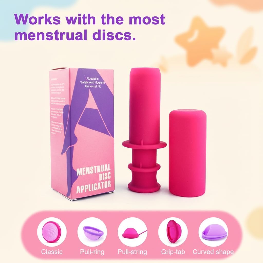 Compact Menstrual Cup Inserter Silicone - Easy to use Like a Tampon - Now Every Woman can use a Menstrual Cup - Suitable for Long Nails - Self-Cleaning (Rose Red)