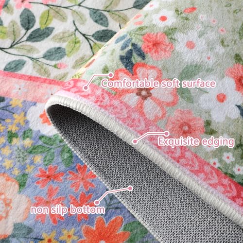 Tapete decorativo floral acolchado 2x3 pies rosa miniatura 4