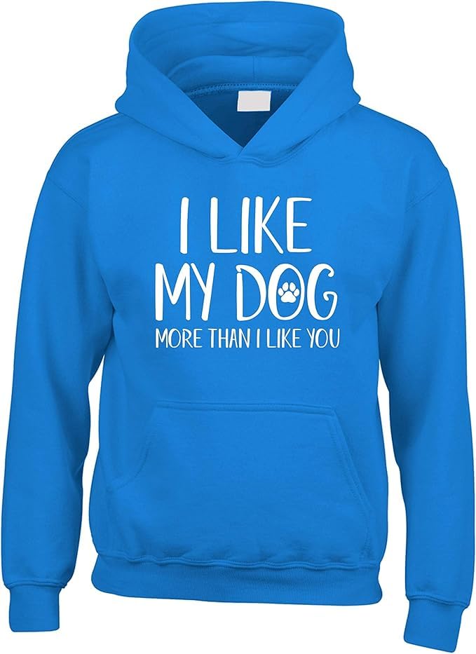 Sweat à capuche unisexe bleu pour ado avec message humour chien