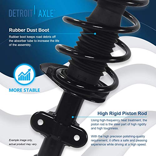 Image of Detroit Axle - Front Struts for 2008 2009 2010 Dodge Grand Caravan Chrysler Town & Country, 2 Struts with Coil Spring Replacement Suspension Ready Strut Shock Assembly