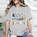 InterStellux Teacher Tshirt - Reading Book Shirt - 100th Day of School T Shirts - First Day of School Shirts - Back to School Shirt - Teacher Appreciation Gifts - Gifts for Teacher's Day (Grey,M)
