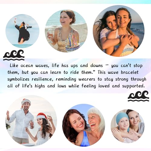 Image of Gifts for Women Christmas Birthday, Silver Wave Bracelets for Woman Mom Wife Grandma Daughter Granddaughter Friend Sister, The Waves of Life We've Through Together Mothers Day Graduation Gift