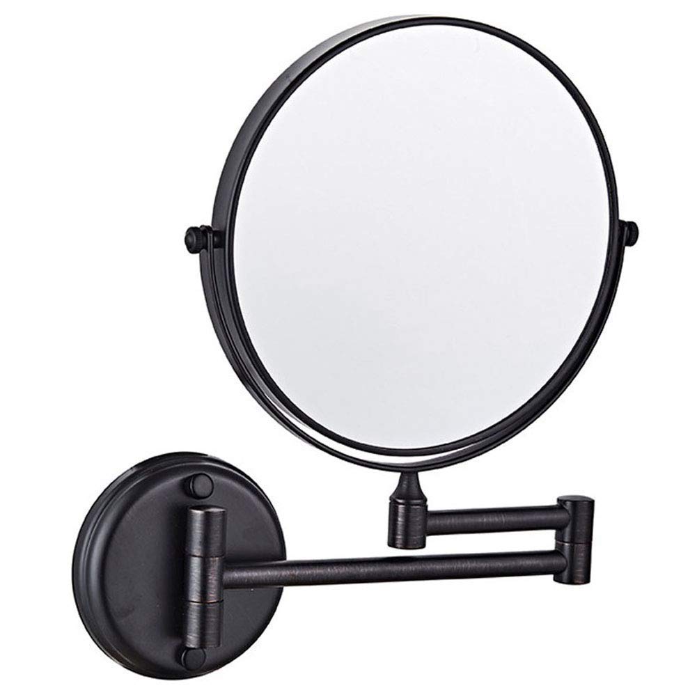 Miroir de maquillage mural extensible 3x noir bronze pour rasage de salle de bain