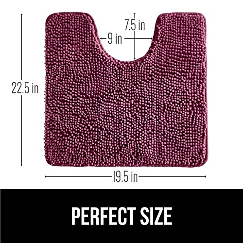 Image of Gorilla Grip Original Shaggy Chenille Oval U-Shape Contoured Mat for Base of Toilet, 22.5x19.5 Size, Machine Wash and Dry, Soft Plush Absorbent Contour Carpet Mats for Bathroom Toilets, Eggplant