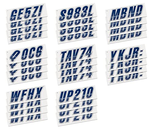 Image of Stiffie Techtron Navy /Silver 3 inch Alpha-Numeric Registration Identification Numbers Stickers Decals for Boats & Personal Watercraft