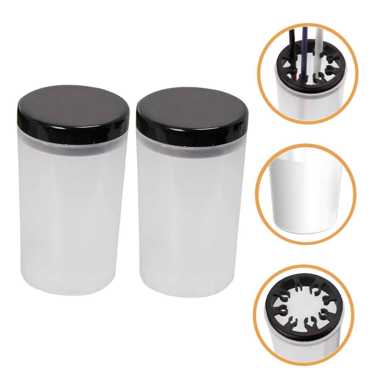 HOMSFOU 1set Pencil Bottle Nail Brush Cleaning Manicure Washing Portable Paint Artist Accessories Plastic 2pcs