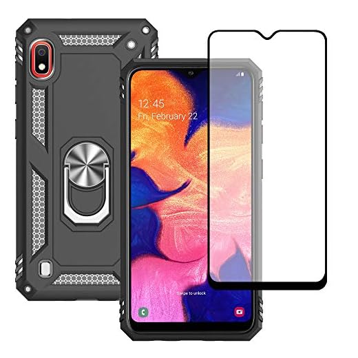 Yiakeng Coque pour Samsung Galaxy A10 et Verre Trempé D'écran Protecteur, Silicone Antichoc Défense Bumper Armure Housse Etui pour Samsung Galaxy A10 (Noir)