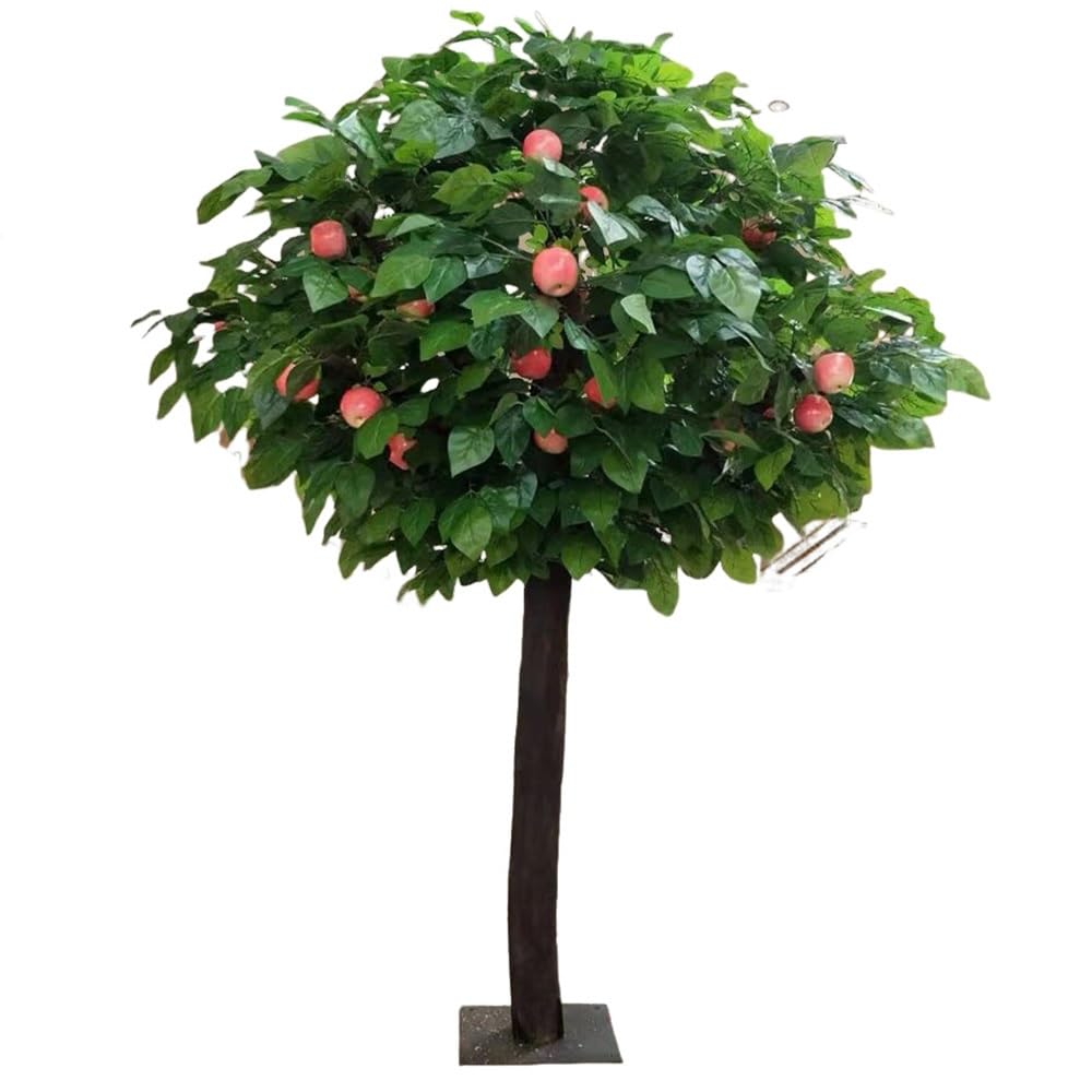 Lifelike Artificial Apple Tree, No-Maintenance Fake for Lobby Accent Large Faux, Natural Trunk Plant for Patio Decor(1M)