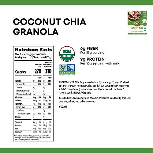 Nature's Path Organic Coconut Chia Granola, 12.34 Ounce, Non-Gmo, 30G Whole Grains, With Omega-3 Rich Chia Seeds #TOP4