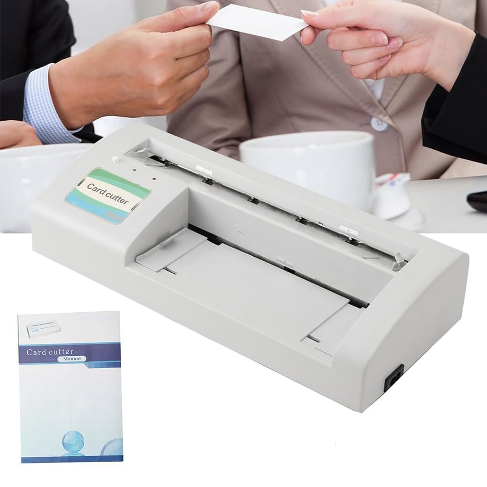 Taglierina elettrica per biglietti da visita, taglierino per biglietti da visita, induzione automatica, per carta da 8,9 x 5,3 cm e A4, velocità di taglio 30 pezzi/minuto, biglietti da visita con