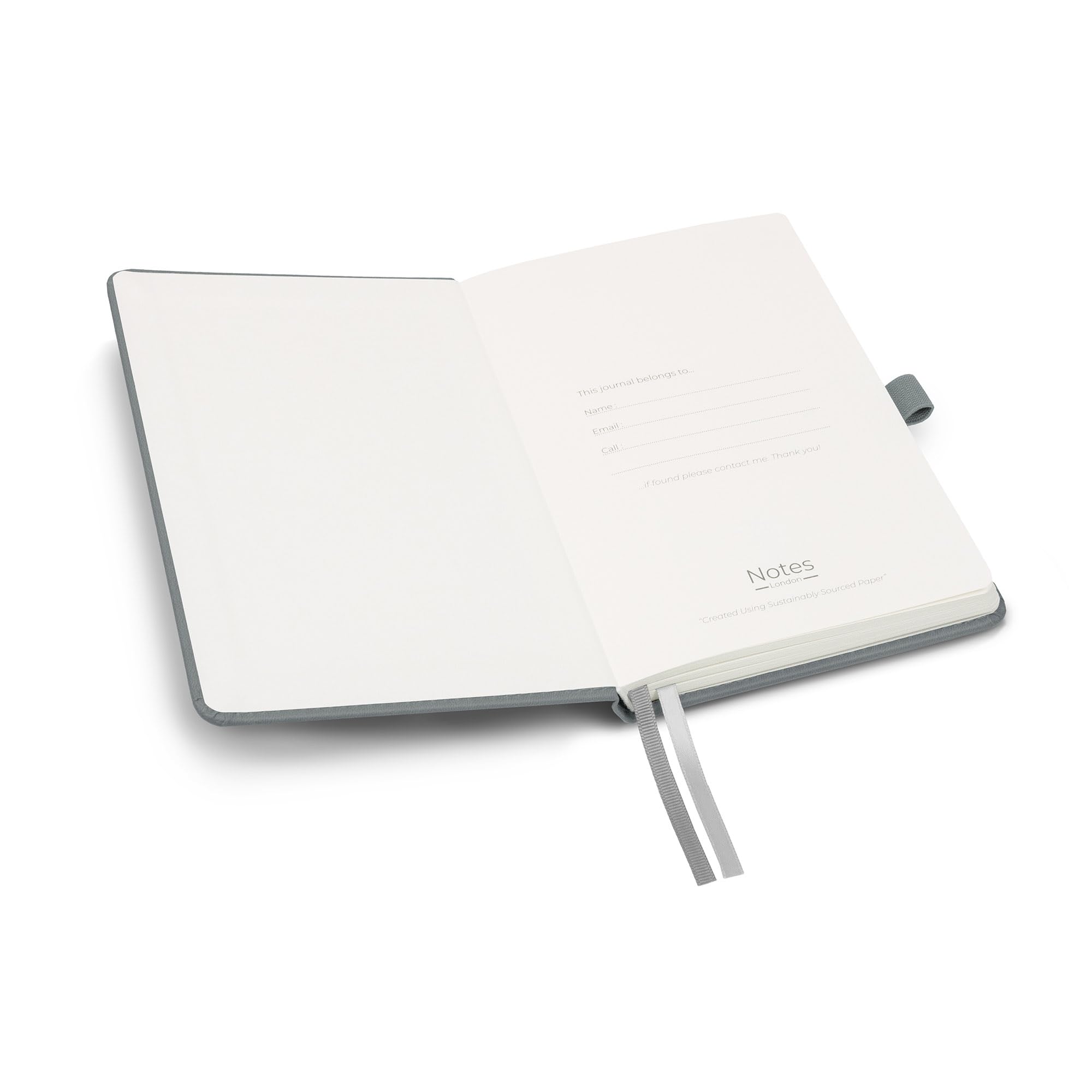 Notes London Luxury Italian Style A5 Notebook with Stitched Hardcover, 100gsm Lined Numbered & Date Marked Pages, 2X Ribbons - Image 3
