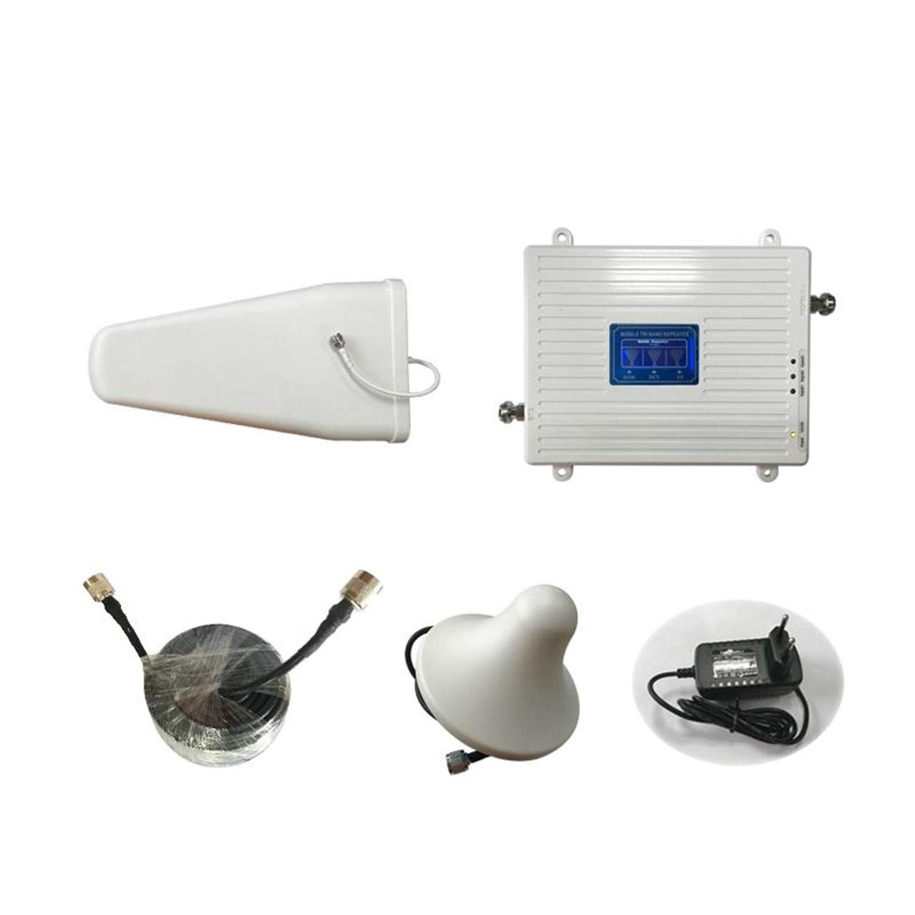 EMEBAY - Amplificadores de Señal Móvil Tri-Banda Repetidor 2G 900MHz 2100MHz 1800MHz gsm LTE para Obtenga Llamadas Señal 3G y 4G en Su Casa/Oficina(900/2100/1800/MHz)