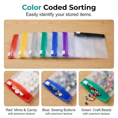 Image of Self-Sealing Zipper Medicine Bags, Clear Zipper Pill Storage Bag, 7 Counts /Set Reusable Pill Organizer, Portable Pill Organizer Storage Bag Waterproof Pill Pouch Set for Travel (Multicolor*35)