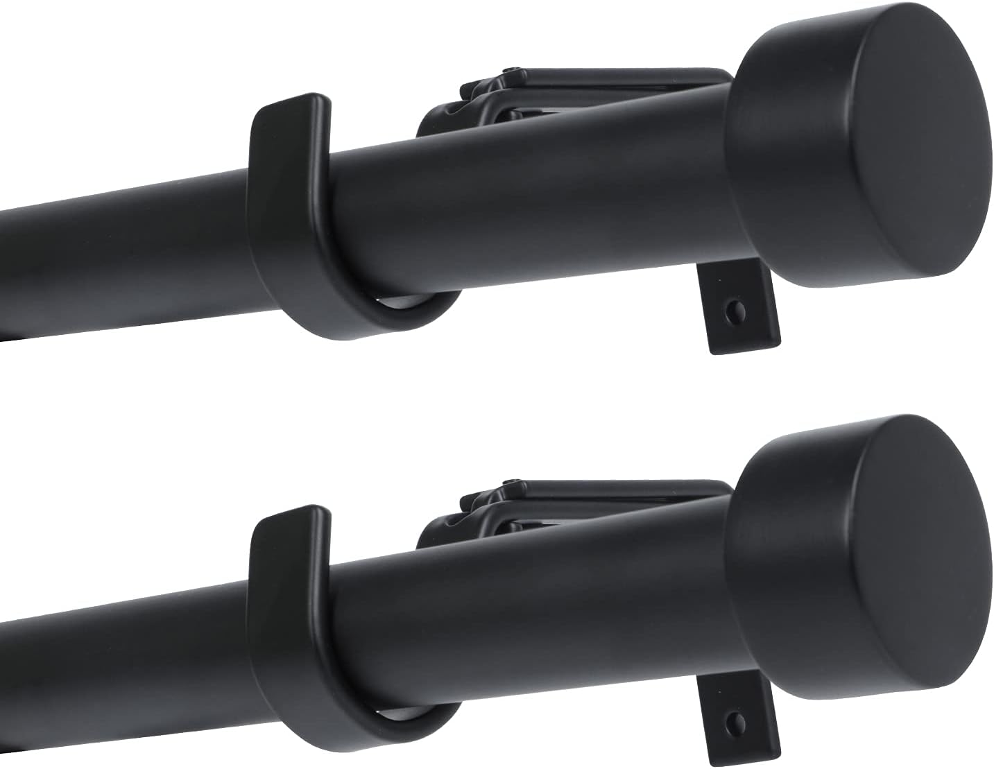 OLV 2 Pack Black Curtain Rods for Window 48-84 inch, Adjustable Single Window Curtain Rods with End Cap Design Finials,Drapery Rods of Window Treatment,1 inch Diameter,Matte Black : Home & Kitchen