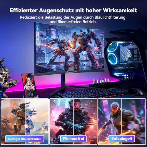 CronusPro 34 Zoll Ultrawide Curved Gaming Monitor, 180Hz, UWQHD (3440 x 1440) Höhenverstellbar, Pip/PBP, 1ms MPRT, AMD FreeSync, 21:9, 4000:1, 127% sRGB, 1500R, 2* HDMI 2.1/DP 1.4, VESA, Schwarz 6