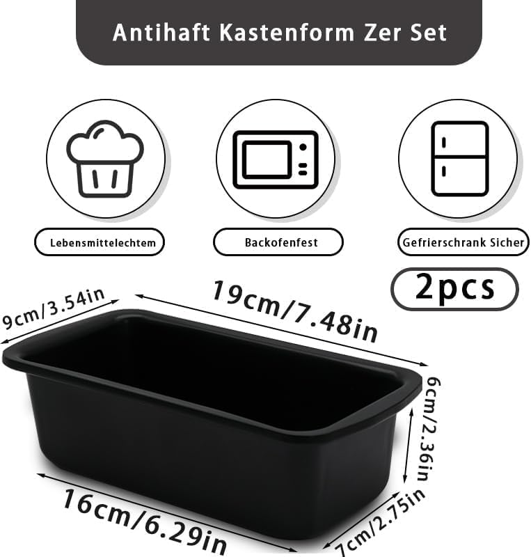 2PCS Small Loaf Pan for Baking Bread, 1lb Bread Loaf Tin, 7.5 x 3.5 x 2.4 inch Banana Bread Pans, Non-Stick Meatloaf Pan, Rectangular Bread & Loaf Tins for Ovens Air Fryer - Image 2