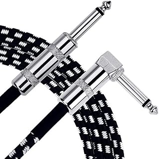 Anpro Guitar Lead Cable 3m (10ft), 6.3mm (1/4") Guitar Instrument Cable for Electric Guitar Bass Keyboard - Straight to L Shape Plugs
